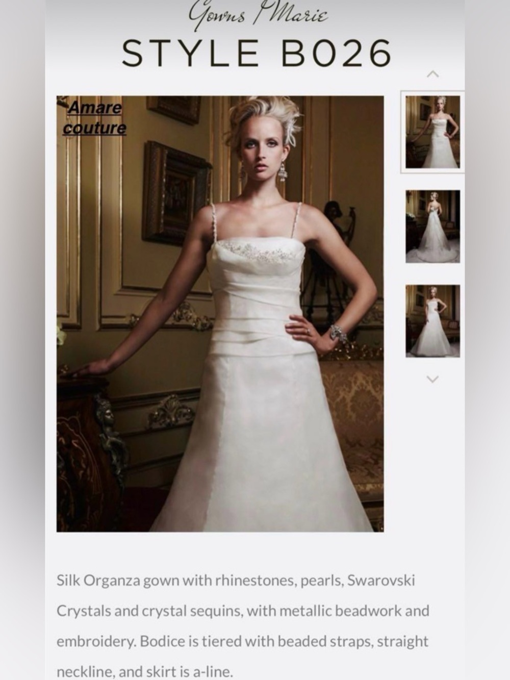 Amare Couture Wedding Gown size 14, New with tag.